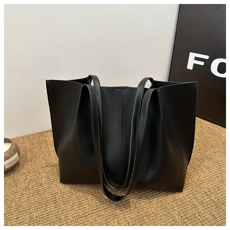 Women's Korean Style Large Shoulder Bag Brown PU — feature 27