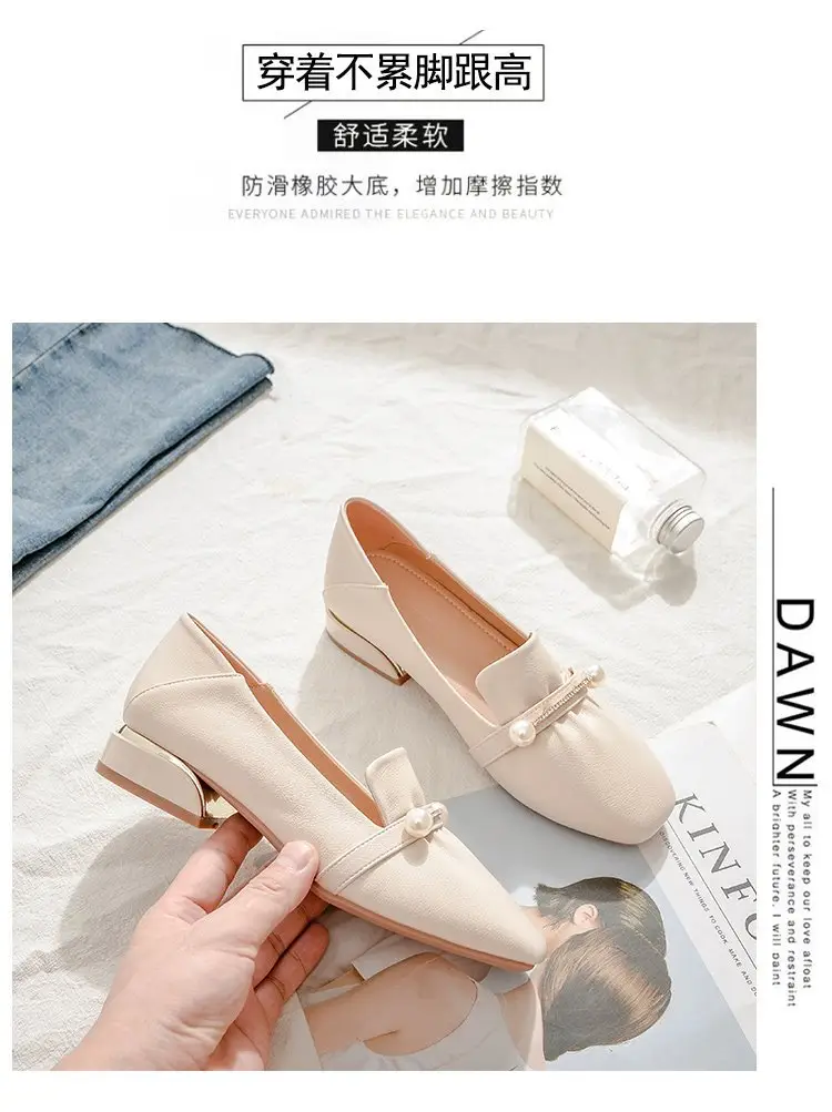 Spring 2024 New Late Evening Style Gentle Temperament Fairy Commuter Shoes Women's Slip-on Lady Bean Shoes Women — feature 12
