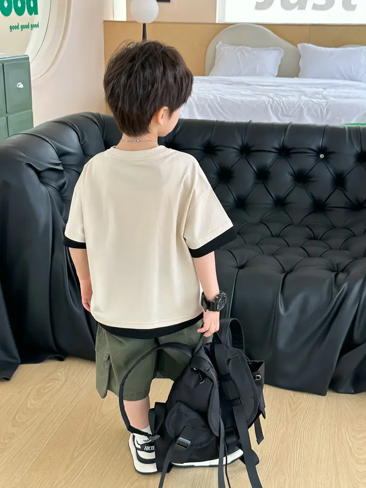 Kids Printed T-Shirt Purple Shorts Set Summer Boys — feature 33