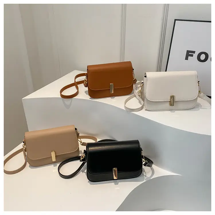 Women's White Leather Crossbody Bag with Gold Clasp β feature 19