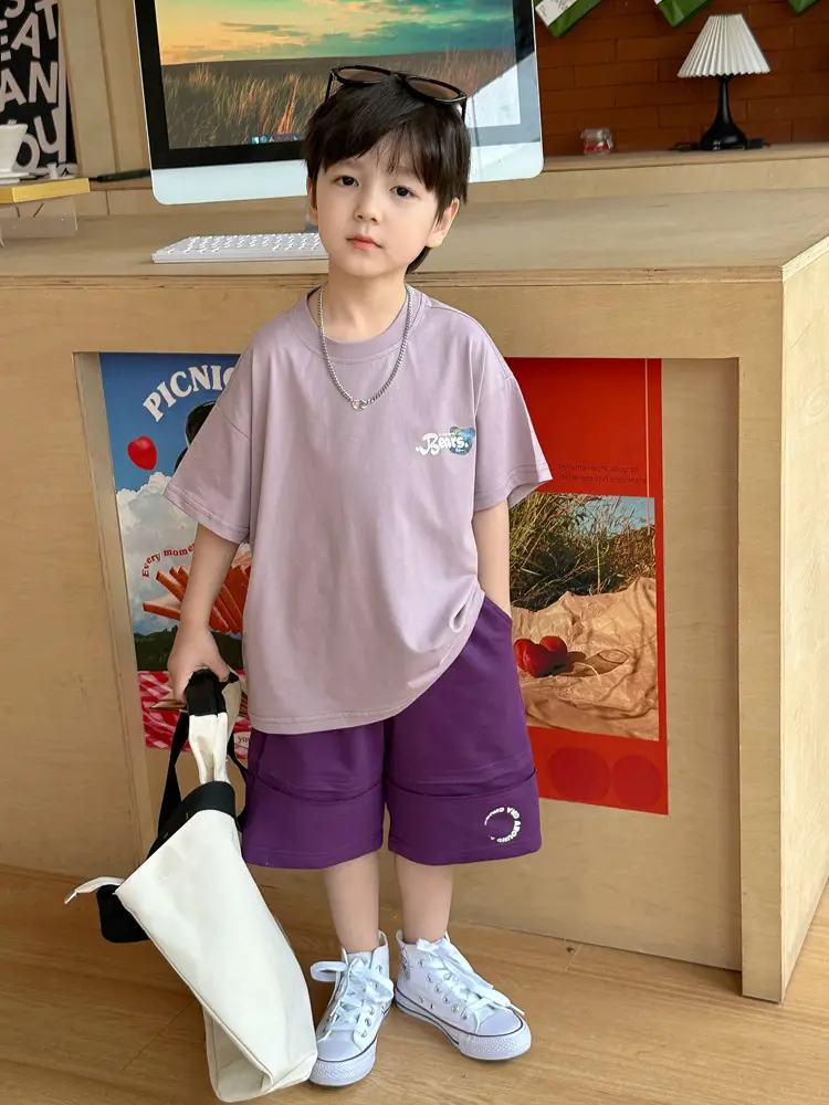 Boys Bear T-Shirt Purple K-Style Summer Wear 2025 Kids — feature 13