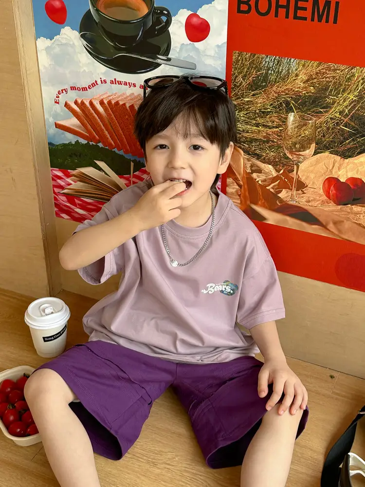 Boys Bear T-Shirt Purple K-Style Summer Wear 2025 Kids — feature 15