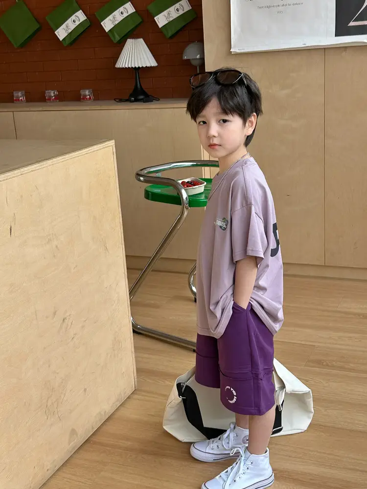 Boys Bear T-Shirt Purple K-Style Summer Wear 2025 Kids — feature 18