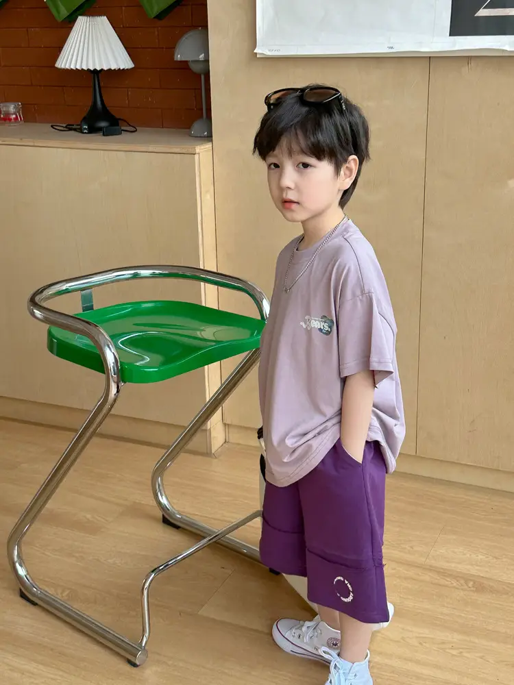 Boys Bear T-Shirt Purple K-Style Summer Wear 2025 Kids — feature 20