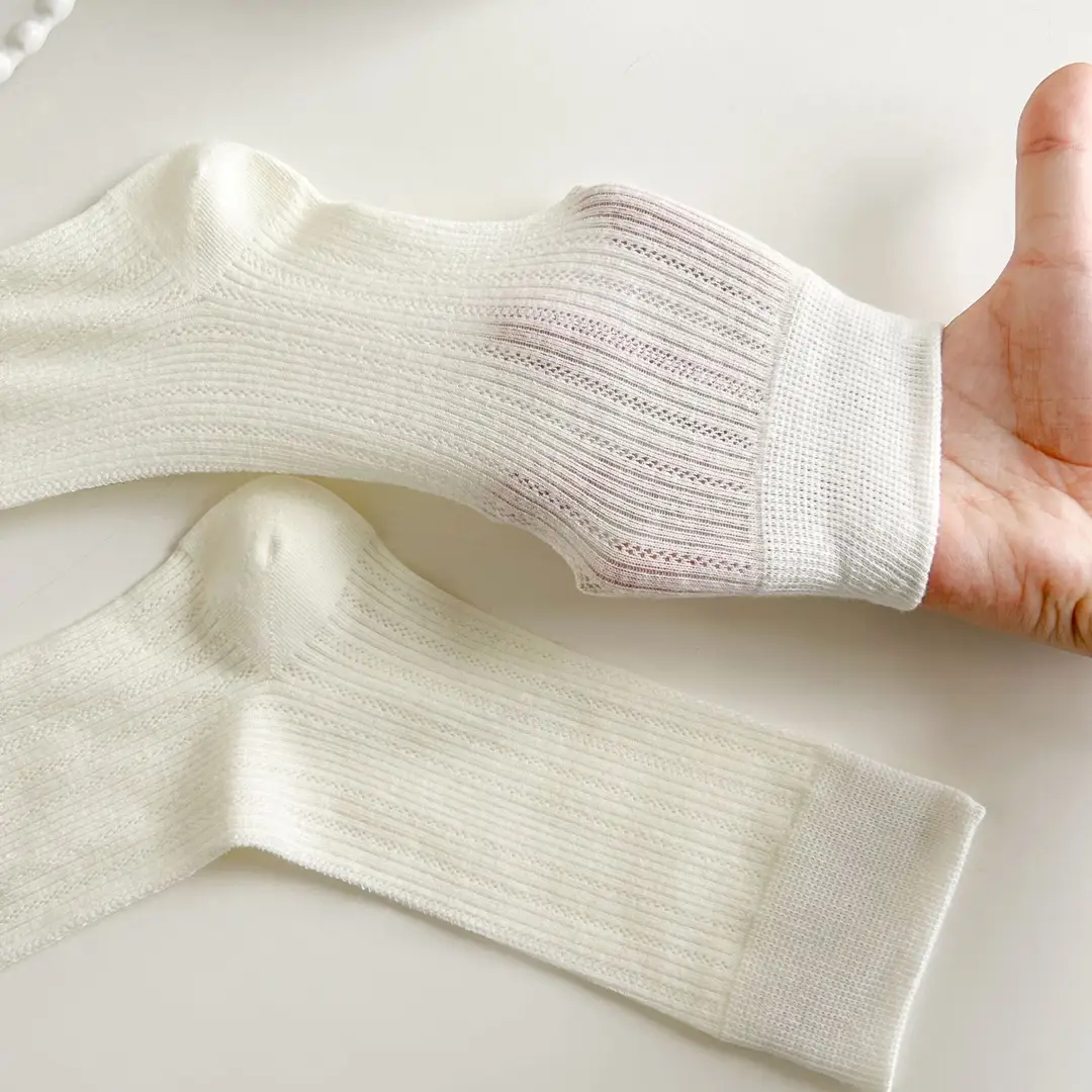 YOUJIAXIU Spring and Summer Thin Women's Pile Socks Hollow All-match JK Socks Ins Boneless Sweet Mid-tube Women's Socks — feature 15