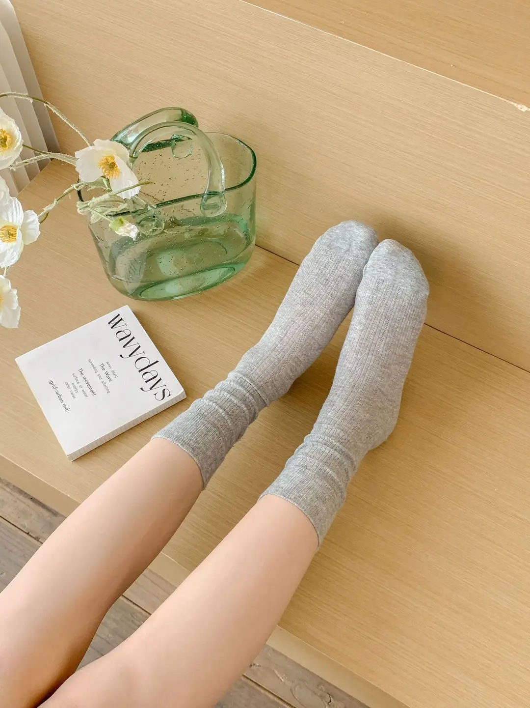 YOUJIAXIU Spring and Summer Thin Women's Pile Socks Hollow All-match JK Socks Ins Boneless Sweet Mid-tube Women's Socks — feature 16