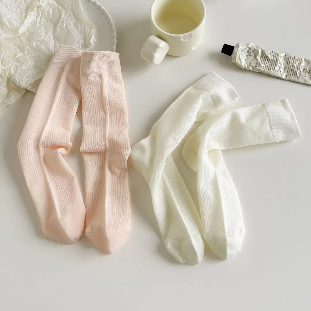 YOUJIAXIU Spring and Summer Thin Women's Pile Socks Hollow All-match JK Socks Ins Boneless Sweet Mid-tube Women's Socks — feature 19