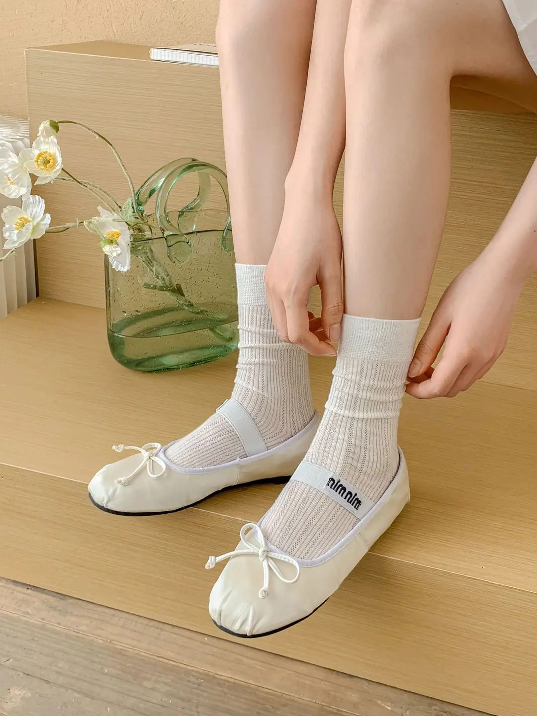 YOUJIAXIU Spring and Summer Thin Women's Pile Socks Hollow All-match JK Socks Ins Boneless Sweet Mid-tube Women's Socks — feature 20