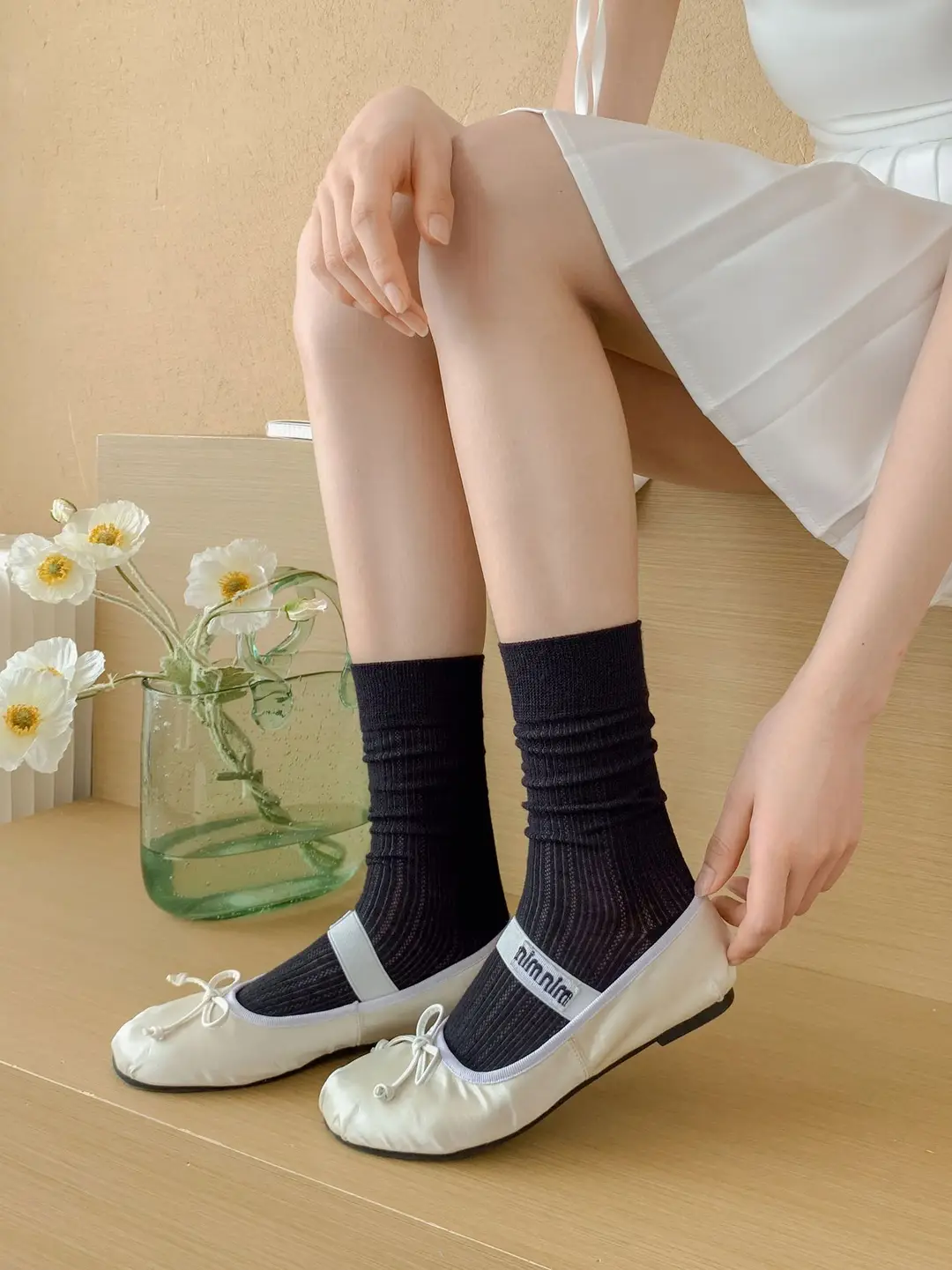 YOUJIAXIU Spring and Summer Thin Women's Pile Socks Hollow All-match JK Socks Ins Boneless Sweet Mid-tube Women's Socks — feature 22