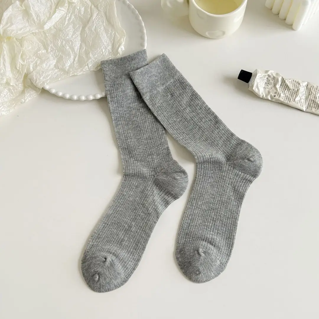 YOUJIAXIU Spring and Summer Thin Women's Pile Socks Hollow All-match JK Socks Ins Boneless Sweet Mid-tube Women's Socks