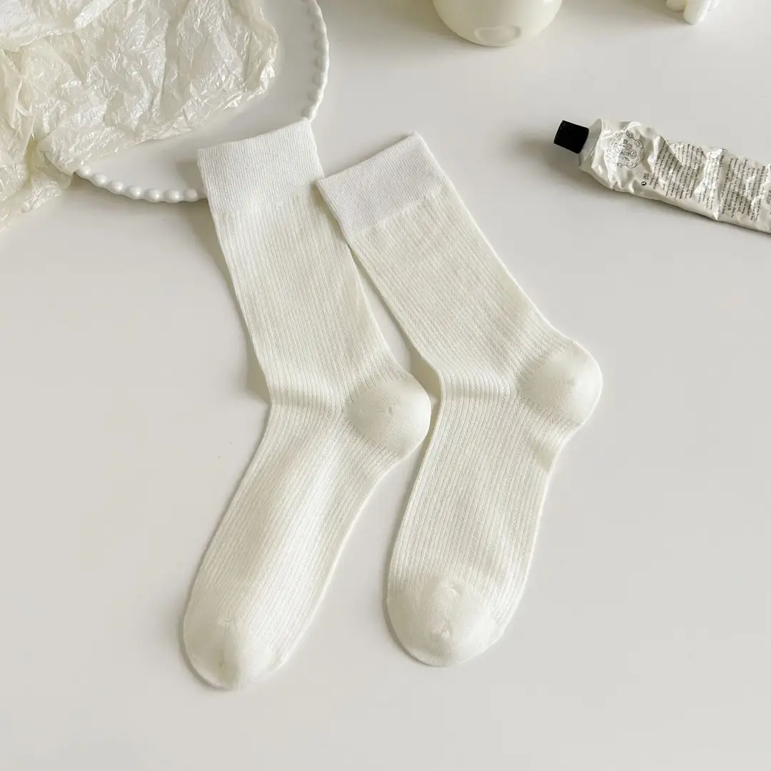 YOUJIAXIU Spring and Summer Thin Women's Pile Socks Hollow All-match JK Socks Ins Boneless Sweet Mid-tube Women's Socks