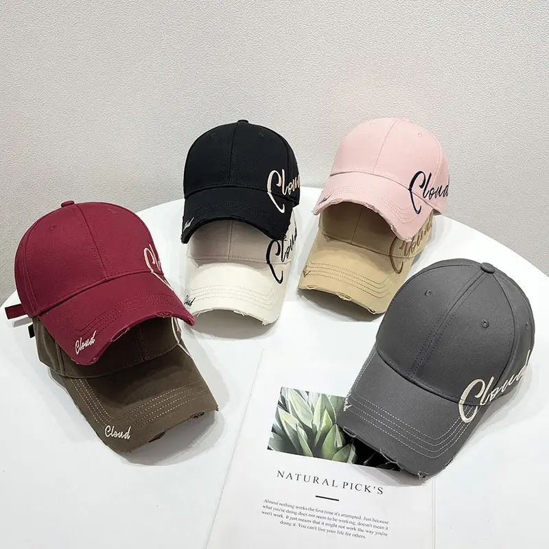 Women White Embroidered Baseball Cap with Sunshade