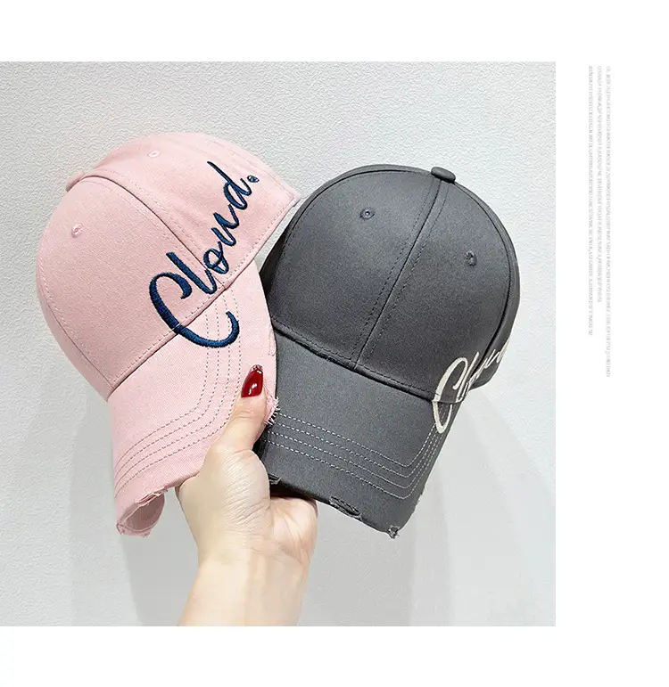 Women White Embroidered Baseball Cap with Sunshade — feature 9