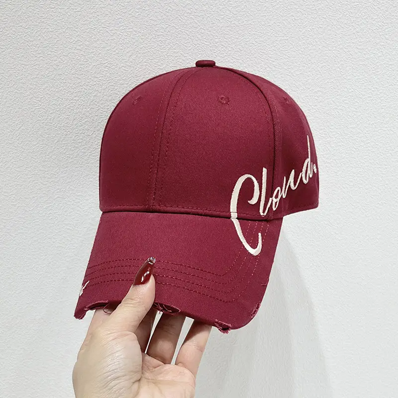 Women White Embroidered Baseball Cap with Sunshade