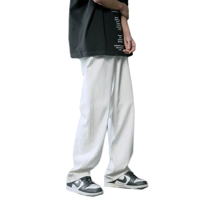 Men Light Blue Korean Style Jeans Loose Fit Long Trousers - Image 9