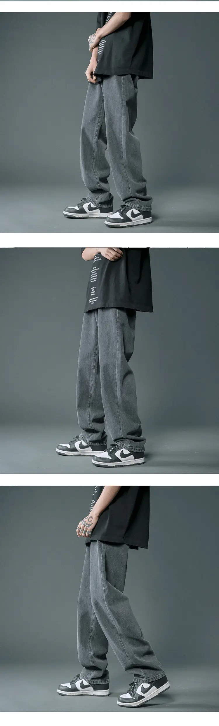 Men Light Blue Korean Style Jeans Loose Fit Long Trousers — feature 12