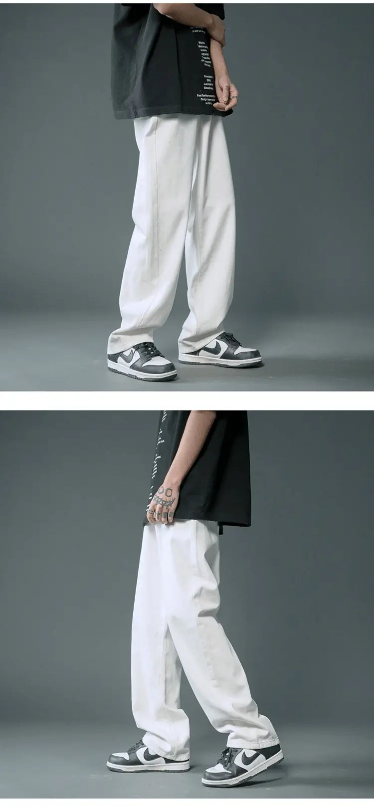 Men Light Blue Korean Style Jeans Loose Fit Long Trousers — feature 5