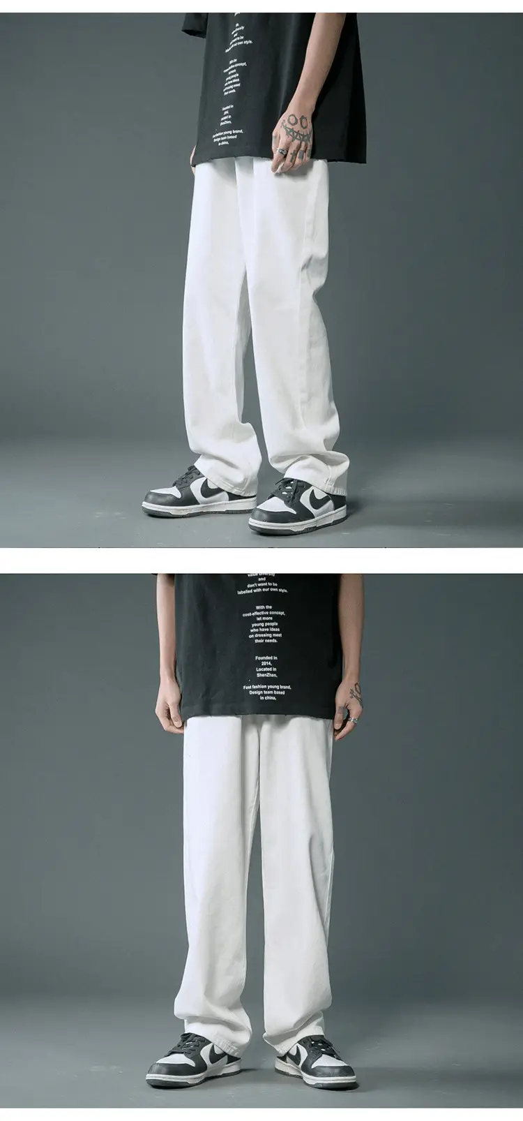 Men Light Blue Korean Style Jeans Loose Fit Long Trousers — feature 6