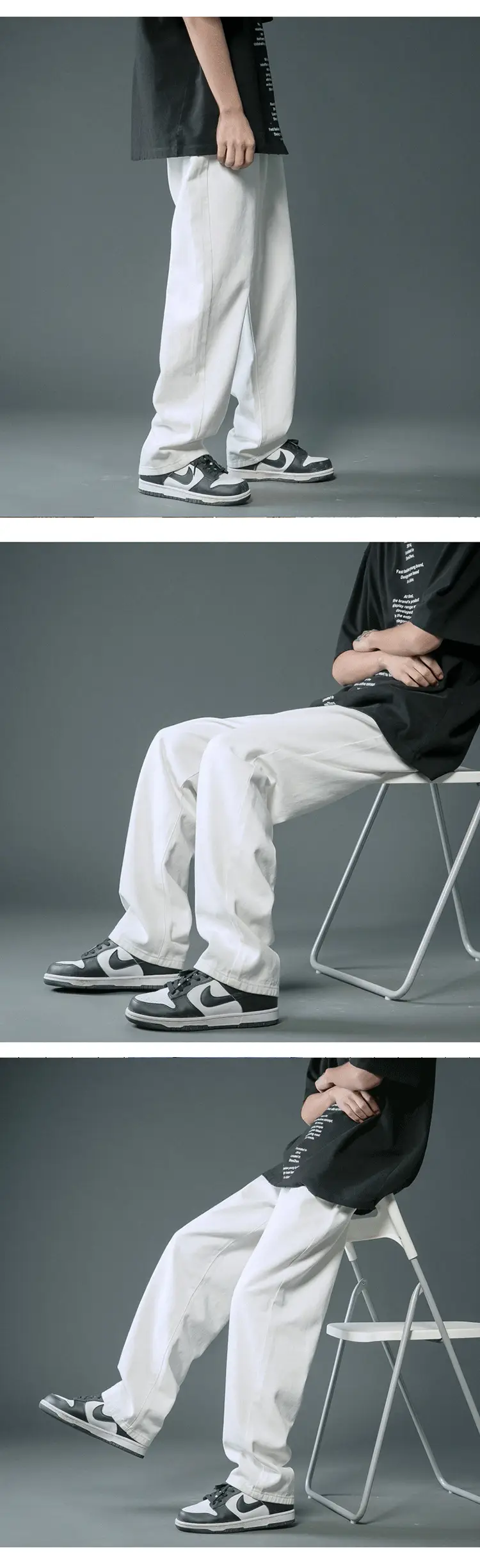 Men Light Blue Korean Style Jeans Loose Fit Long Trousers — feature 7