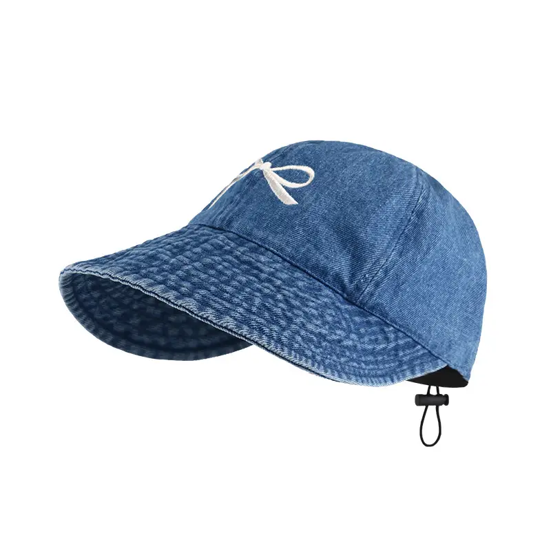 Blue Bow Cowboy Fisherman Hat for Women Summer Wear