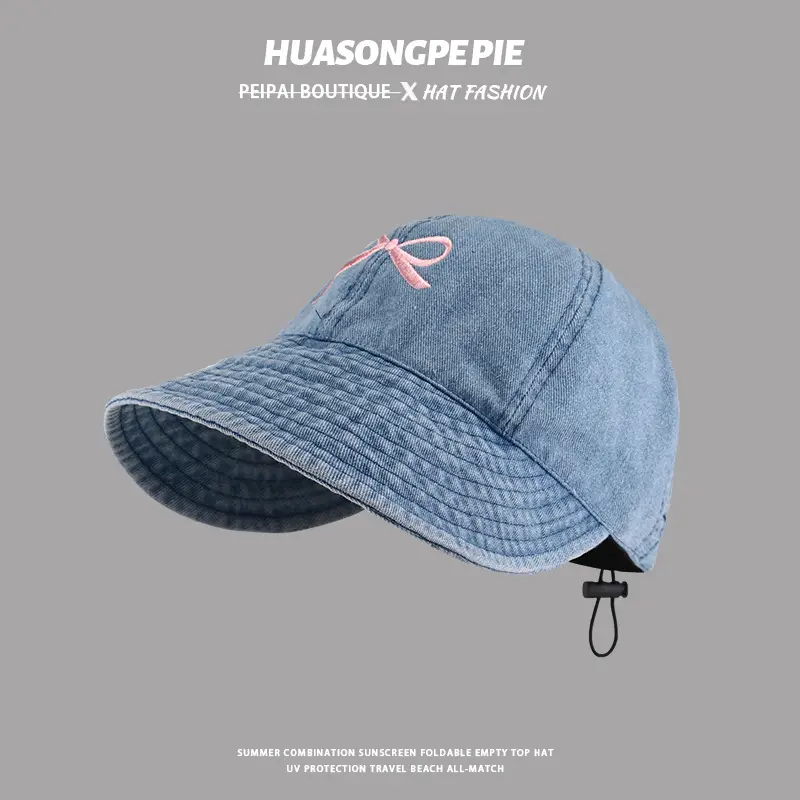 Blue Bow Cowboy Fisherman Hat for Women Summer Wear — feature 4