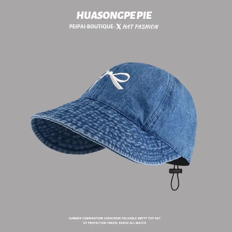 Blue Bow Cowboy Fisherman Hat for Women Summer Wear — feature 5