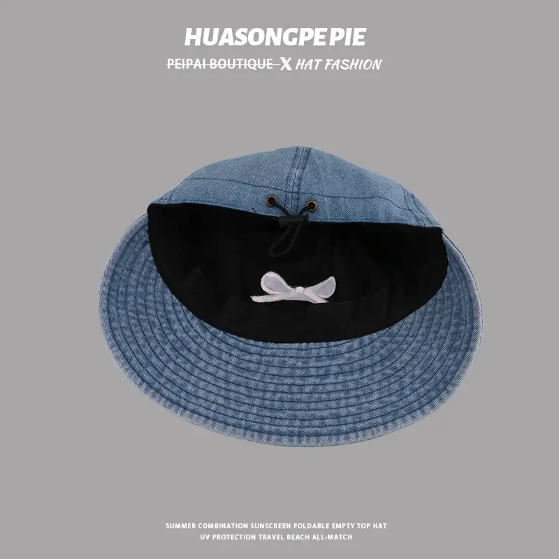Blue Bow Cowboy Fisherman Hat for Women Summer Wear — feature 7