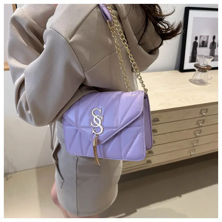 Lilac Embroidered Chain Shoulder Bag for Women — feature 10