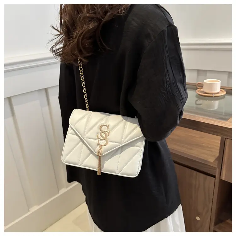 Lilac Embroidered Chain Shoulder Bag for Women — feature 13