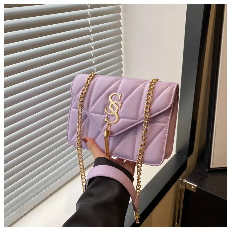 Lilac Embroidered Chain Shoulder Bag for Women — feature 21