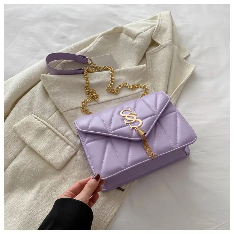 Lilac Embroidered Chain Shoulder Bag for Women — feature 22