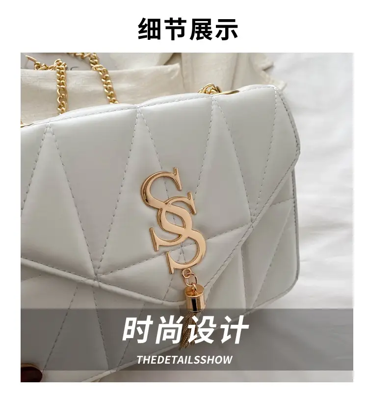 Lilac Embroidered Chain Shoulder Bag for Women — feature 4