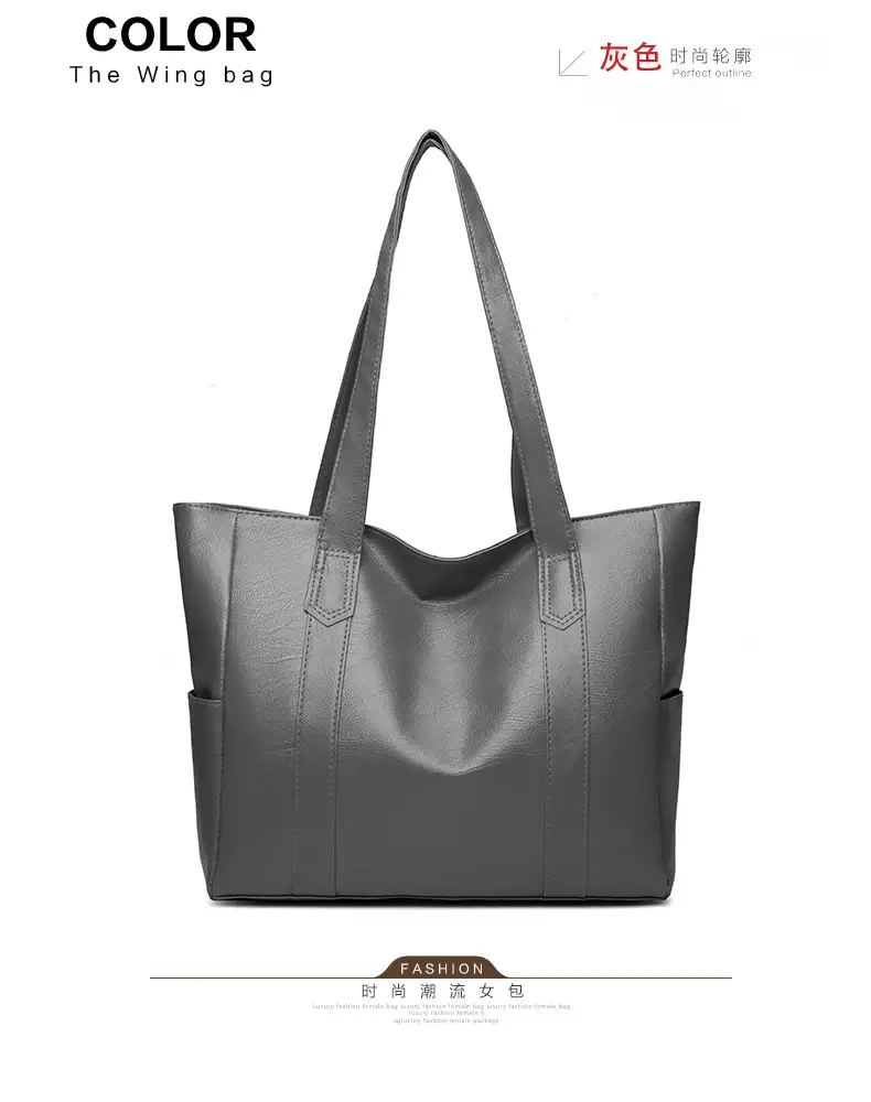 Large Capacity Grey Cross-Border Women's Shoulder Bag — feature 17