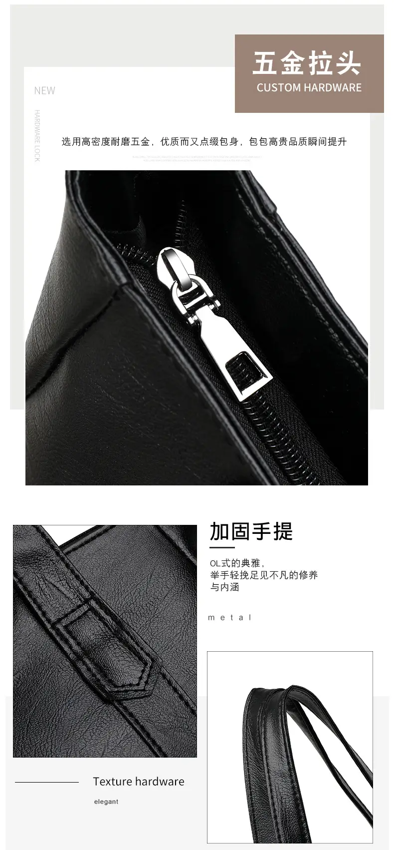 Large Capacity Grey Cross-Border Women's Shoulder Bag — feature 4