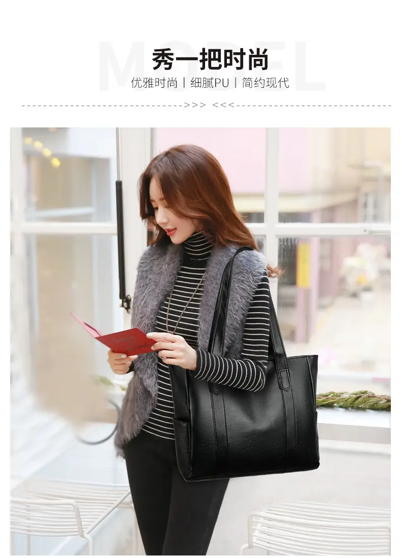 Large Capacity Grey Cross-Border Women's Shoulder Bag — feature 9