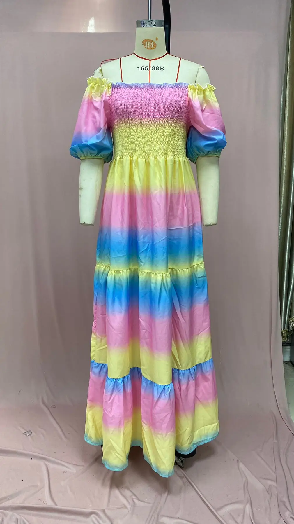 2025 cross-border new spring and summer European and American women's dress off-shoulder floral fashion off-shoulder long printed skirt — feature 9