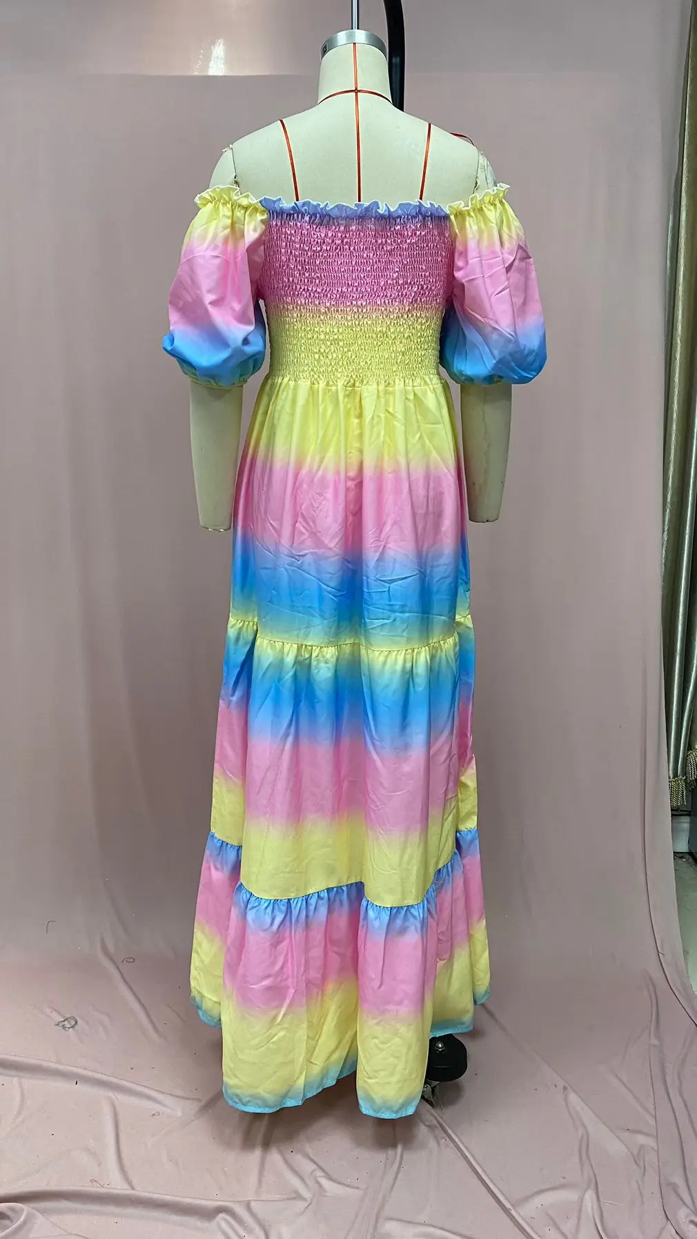 2025 cross-border new spring and summer European and American women's dress off-shoulder floral fashion off-shoulder long printed skirt — feature 12