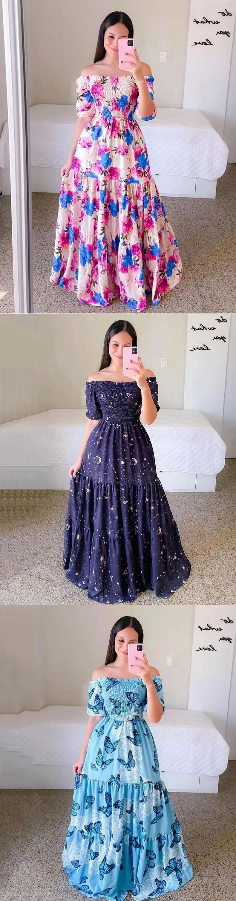 2025 cross-border new spring and summer European and American women's dress off-shoulder floral fashion off-shoulder long printed skirt — feature 5
