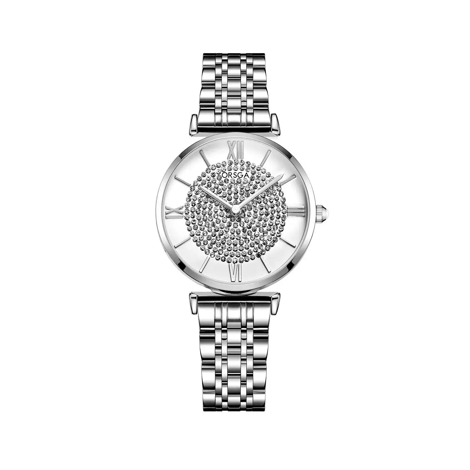 ORSGA Women's Diamond Watch with Gold Belt