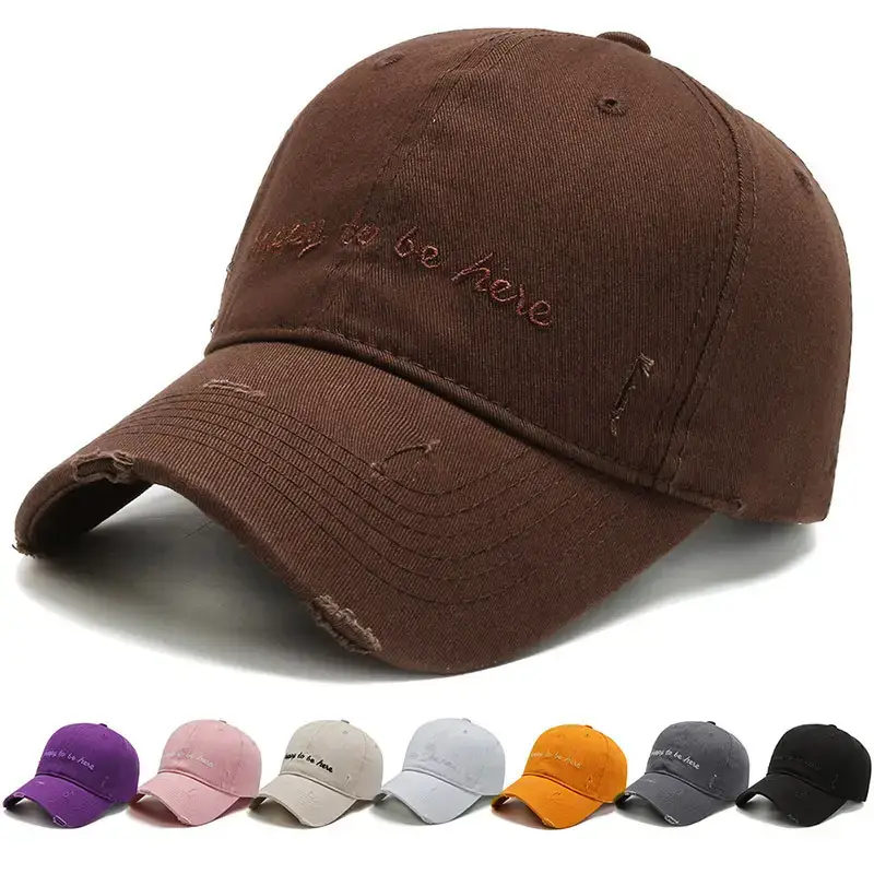 Brown Embroidered Baseball Cap for Men Women
