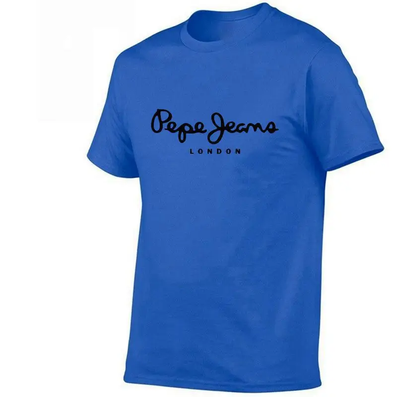 Men Navy Printed Cotton T-Shirt Loose Round Neck