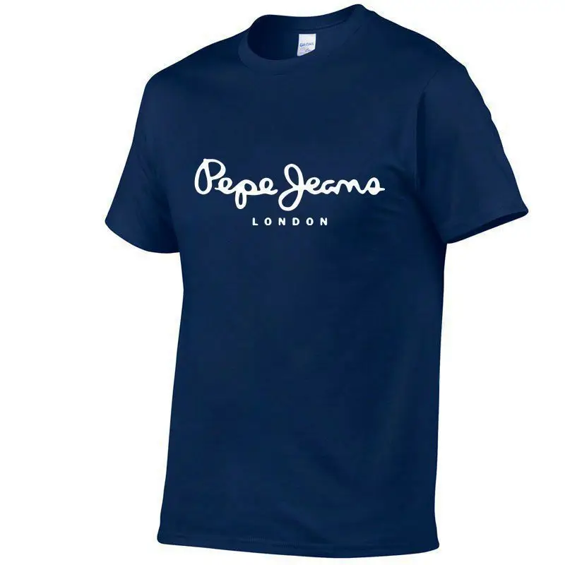 Men Navy Printed Cotton T-Shirt Loose Round Neck — feature 10