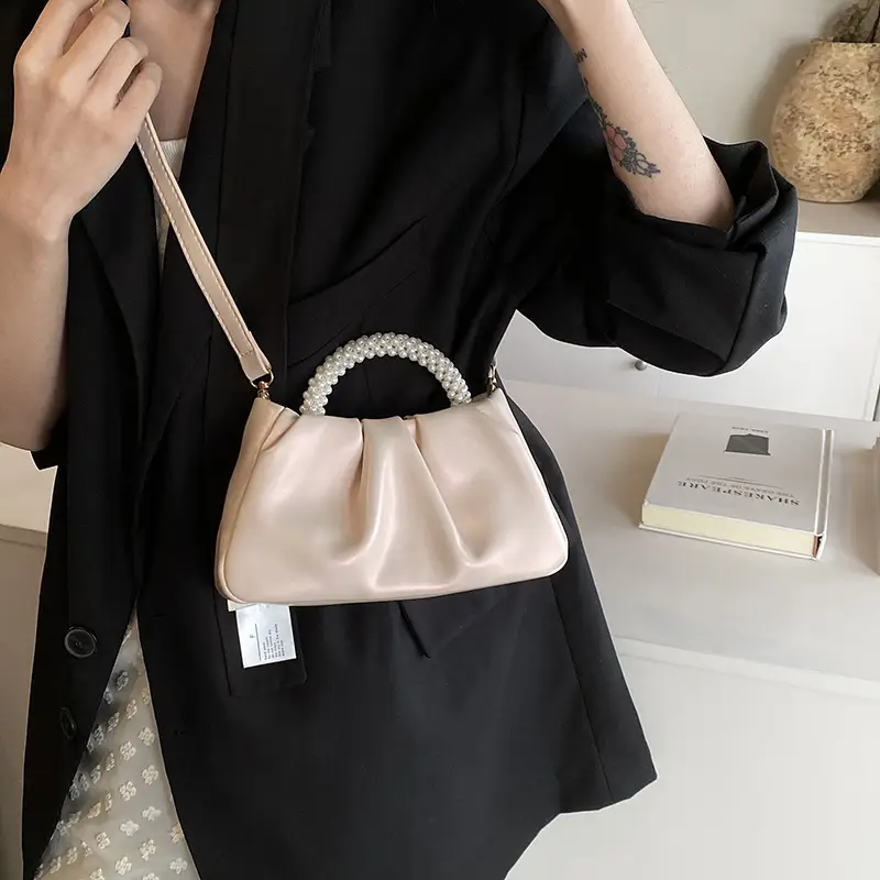 Black Pearl-Handle Shoulder Bag for Women - Image 8