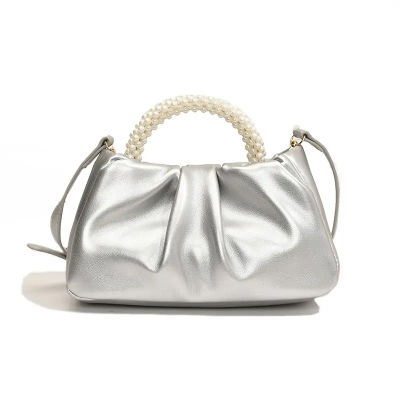 Black Pearl-Handle Shoulder Bag for Women - Image 2
