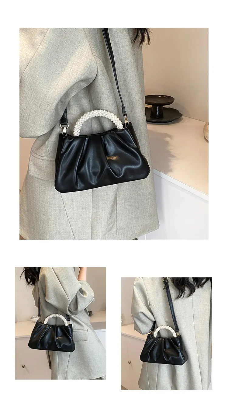Black Pearl-Handle Shoulder Bag for Women — feature 12