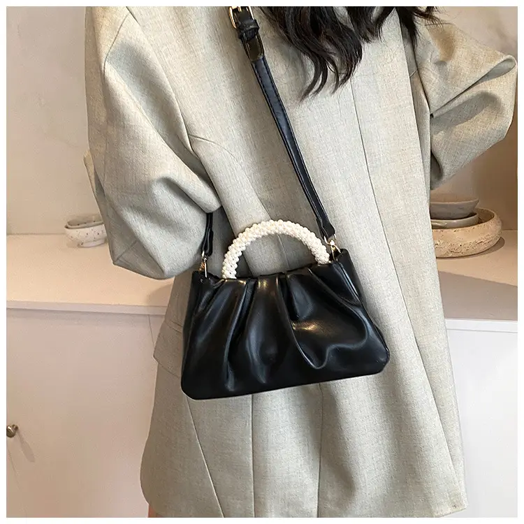 Black Pearl-Handle Shoulder Bag for Women — feature 48