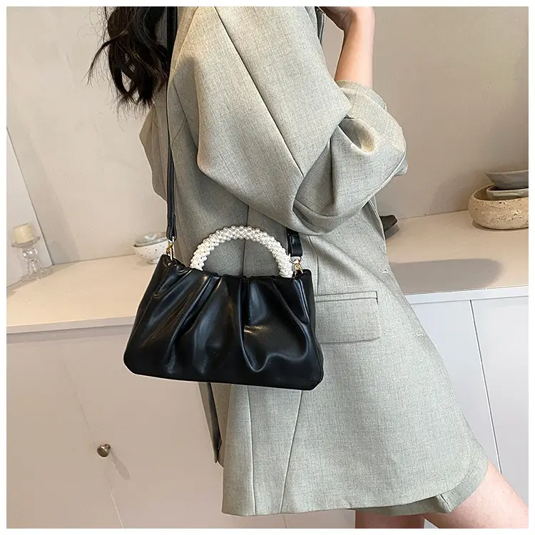 Black Pearl-Handle Shoulder Bag for Women — feature 49
