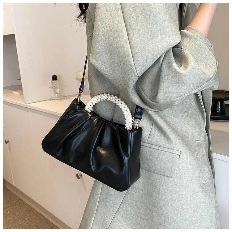 Black Pearl-Handle Shoulder Bag for Women — feature 50