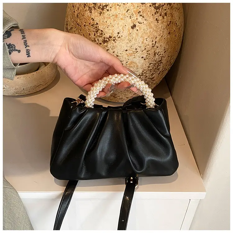 Black Pearl-Handle Shoulder Bag for Women — feature 52