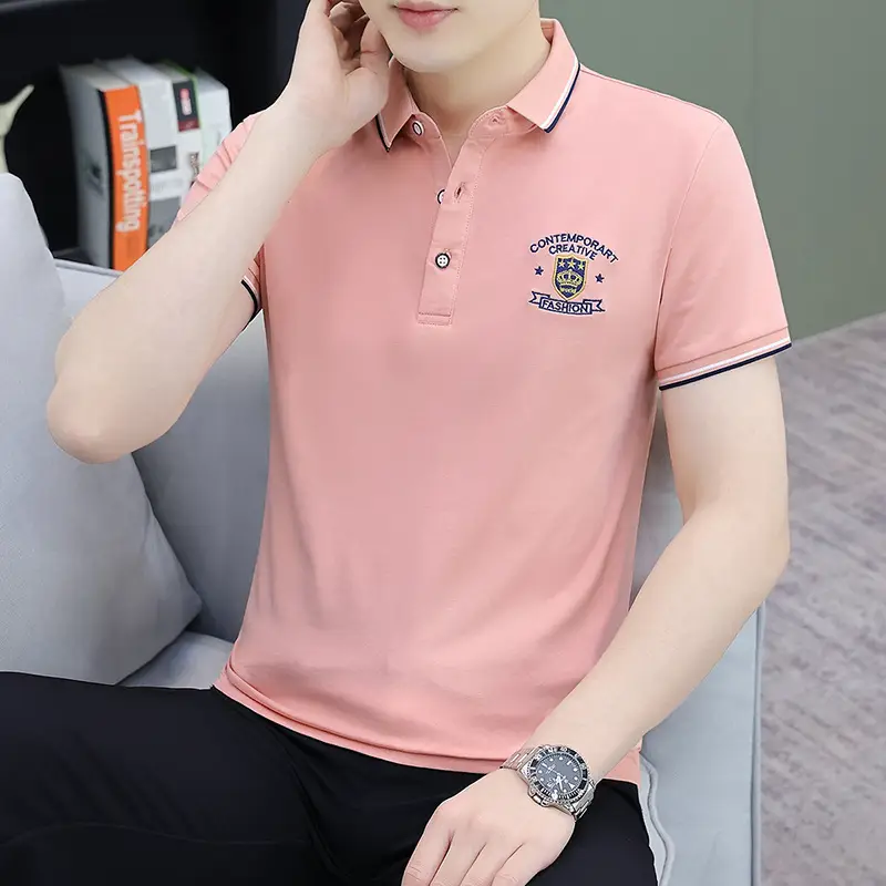 Men Black Embroidered Polo T-Shirt Pure Cotton - Image 3